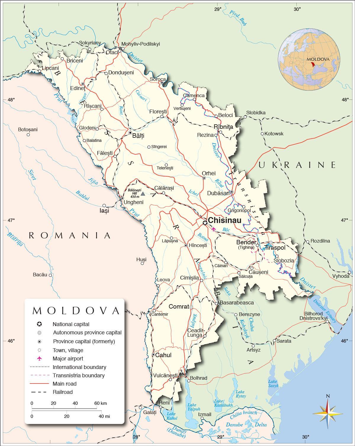 מפה של הרפובליקה של מולדובה